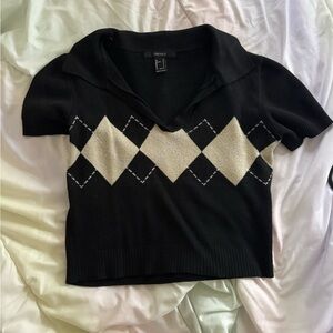 argyle cropped sweater